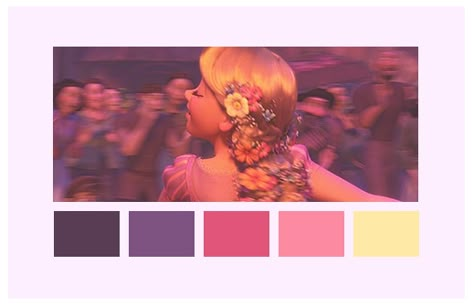 I love this palette. I'm thinking of going Purple and Yellow, with hints of Pink and glitter GOLD! Senior Illustration, Logo Palette, Bracelet Combos, Cinema Ideas, Cinema Stills, Pink And Glitter, Rapunzel Cosplay, Debut Ideas, Purple Color Palettes