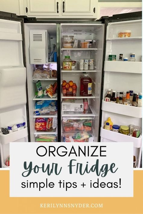 An Organized Fridge: Tips to help! - Keri Lynn Snyder Fridge Side By Side Organization, Organizing A Side By Side Refrigerator, Fridge Organization Double Door, Double Door Fridge Organization Ideas, Side By Side Fridge Organization Ideas, Fridge Organization Side By Side, Double Door Fridge Organization, Samsung Double Door Fridge, Side By Side Fridge Organization