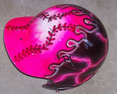 AIRBRUSH SOFTBALL HELMET PINK FLAME NEW PERSONALIZED Softball Clothing, Birthday Gifts Girls, Airbrushed Helmets, Softball Batting, Softball Helmet, Airbrush Ideas, Softball Things, Sports Crafts, Baseball Accessories