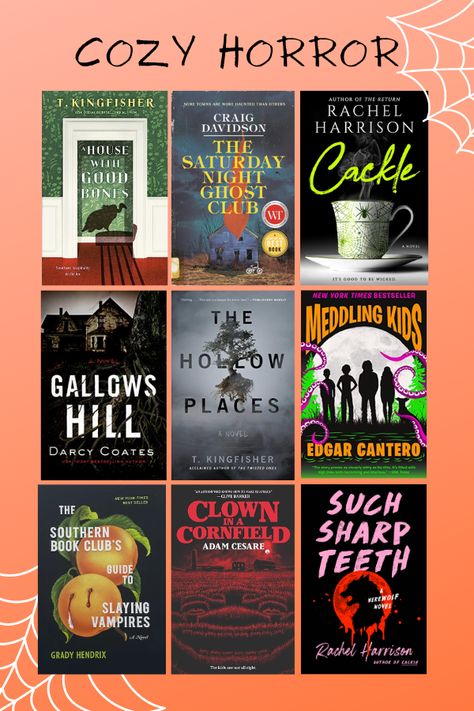 Spicy Halloween Books, Spooky Fall Books, Horror Book Recs, Cozy Horror Books, Spooky Season Books, Horror Book Recommendations, Haunted Bookstore, Horror Books Aesthetic, Scary Books To Read