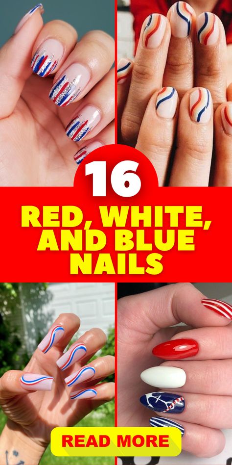 Celebrate the Fourth of July with style through red white and blue nails. Express your patriotism with simple and elegant designs that pay homage to this special day. Whether you're a fan of easy dip powder applications or classic French tips, our short nail designs capture the essence of Fourth of July celebrations with a touch of glitter and artistry. Red Blue And White Nails, Labor Day Nails Design 2024, Labor Day Nails Designs, Blue And Red Nail Ideas, Patriotic Nail Designs Red White Blue, Labor Day Nail Designs, Blue Nails Easy, July 4 Nails, Labor Day Nails