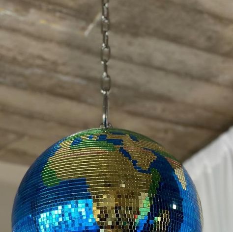 Lina Shamoon on Instagram: "Submitted my Disco Earth for a design award and I hope It gets selected 🥰 These earths are available on my website and etsy ✨ #earth #discoearth #discoball #disco #mosaicart #homedecor #earthdayeveryday" Earth Disco Ball, Disco Ball Globe, Disco Globe, Earth Illustration, Earth Globe, Desert Vibes, Mirror Ball, Disco Balls, Disco Ball