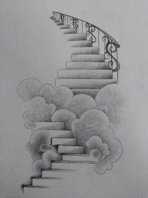 Gateway to heaven :) Staircase To Heaven Drawing, Scenery Pencil Drawing, Heaven Drawing, Stairs To Heaven Tattoo, Staircase To Heaven, Stairway To Heaven Tattoo, Gateway To Heaven, Powerful Tattoo, Heaven Tattoo