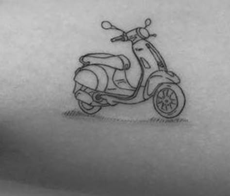 Vespa Tattoo Minimal, Moped Tattoo, Scooter Tattoo, Vespa Tattoo, Tattoo Doodles, Italy Tattoo, Travel Sketchbook, Line Tattoos, Tattoo Inspo