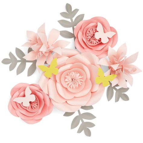 There's a unique charm to handmade decor. It brings a personal touch, a story, a sense of warmth to your living space. And few things embody this like... 3d Paper Flowers, Spring Wall Decor, Yellow Butterflies, Wall Decor Pink, Wall Flowers, Pink Wall Decor, Paper Flower Decor, Large Paper Flowers, Butterfly Wall Decor