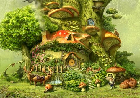 Tree House Drawing, Treehouse Ideas, Mushroom Tree, Cartoon Mushroom, Mushroom Drawing, Mushroom House, Fantasy Homes, Cottage Art, House Drawing