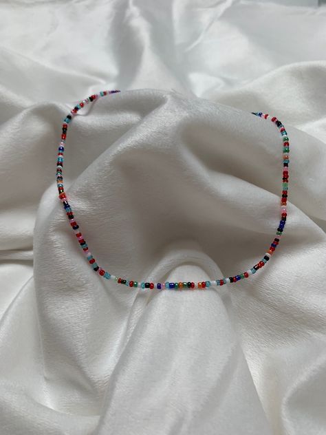 Multicolour seed bead necklace | outer banks style by threadbyamelia on Etsy Outer Banks Necklace, Outer Banks Aesthetic, Vsco Style, Outer Banks Style, Bead Kits, Aesthetic Colors, Diy Crafts Jewelry, Seed Bead Necklace, Etsy Sales