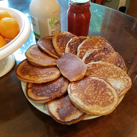 Last night, as I looked at the jars of cultured buttermilk and leftover evaporated milk in my fridge, I knew I needed to make pancakes. I thought about the various flours in my basement fridge, and decided that whole grain emmer might be perfect for pancakes because it’s smooth and naturally sweet. The results were super so I’m sharing the recipe. (The flour, milk, butter, baking soda, baking powder ratios come from a New York Times recipe for buttermilk pancakes.) 2 cups whole grain emmer wh Emmer Flour Recipes, Leftover Evaporated Milk, Basement Fridge, Recipe For Buttermilk, Cultured Buttermilk, Make Pancakes, Wheat Pancakes, No Flour Pancakes, Mind Diet