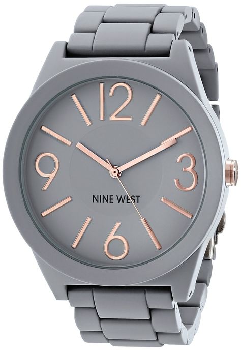 Nine West Women's Quartz Watch with Grey Dial Analogue Display and Grey Silver Bracelet NW/1678GYRG Watch Women Outfit, Bezel Jewelry, Grey Watch, Bezel Bracelet, Trendy Watches, Gray Bracelet, Gray Jewelry, Hand Watch, Watch Women