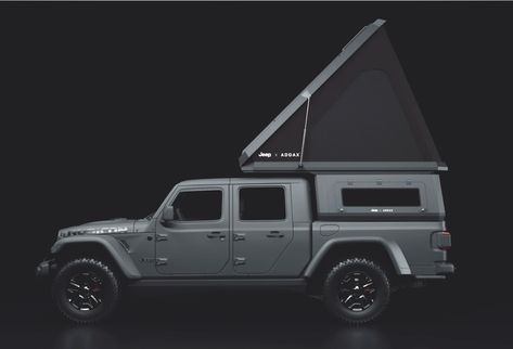 JEEP GLADIATOR OVERLANDING CAMPER Jeep Gladiator Overland, Solar Panels Design, All Terrain Bike, Camper Tops, Truck Bed Storage, Camper Shells, Jeep Brand, Truck Caps, Camper Storage