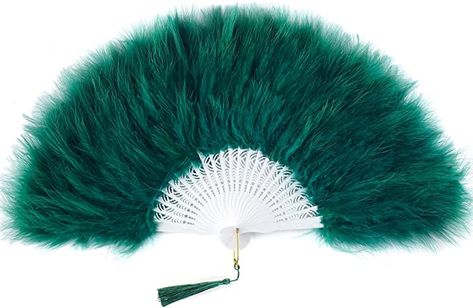 Amazon.com: BABEYOND Marabou Feather Fan 20s Vintage Folding Fan Flapper Hand Fan for Costume Dancing Show Tea Party Wedding Decoration (Dark Green) : Home & Kitchen Dark Green Home, Rainbow Fan, Flapper Accessories, Free Reign, Folding Fans, Green Fur, Holy Matrimony, Tea Party Wedding, Feather Fan