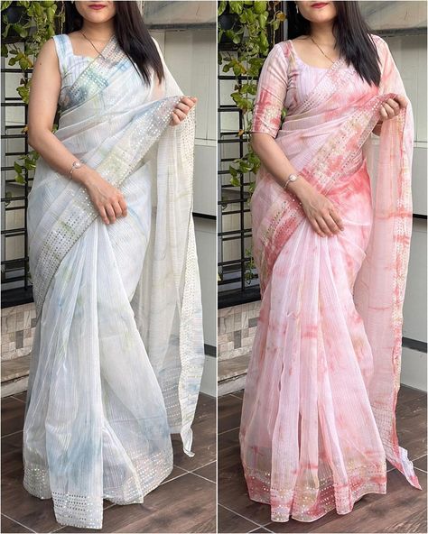 Shop now by contact or WhatsApp 097806 66577 ☀️☀️sale at 2350rs☀️☀️ *Design-Aayushi*✨ *A perfect summer edition, Bringing a burst of colors to your day with these pastel colors softest organza sarees.* *Product details*👇🏻 *Fabric-* *Saree - pure soft Organza* *Blouse- organza* *Size-* *Saree-5.5mtr,* *Blouse- 1 mtr* *Pattern-* *Saree- shaded print in saree with zari lining and hand sequin work.* Soft Organza Saree, Blouse Organza, Organza Blouse, Organza Sarees, Organza Saree, Perfect Summer, Pastel Colors, Sequin, Shop Now