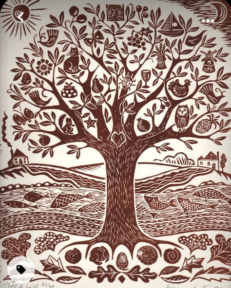 Tree Linocut, Family Tree Embroidery, Lime Trees, Lover Of Books, Interior Artwork, Tree Of Life Art, Artwork Gallery, Batik Art, Stormy Weather