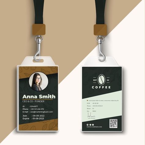 Cafeteria coffee shop id card template | Free Vector #Freepik #freevector #coffee-card #coffee-go #coffee-shop #cappuccino Identity Card Design, Employees Card, Id Card Template, Cafe Ideas, Coffee Cards, Card Templates Free, Id Design, Science Themes, Card Mockup