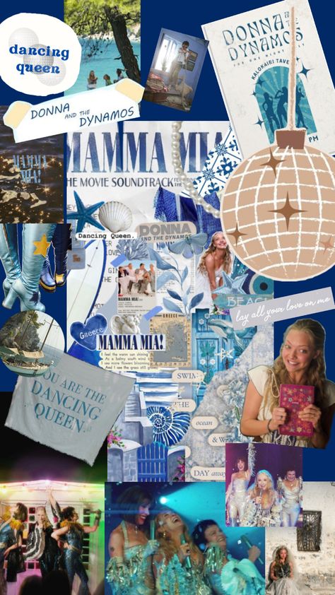 Mamma Mia 💙💙🩵🩵💙🩵💙🩵 Mama Mia Collage, Mamma Mia Aesthetic, 17th Birthday Ideas, Collage Board, My Queen, Mama Mia, 17th Birthday, Wall Posters, Dancing Queen