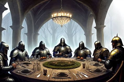 Medieval, Table, AI Art Medieval Table, Medieval Fantasy, Knights, Quick Saves, Art