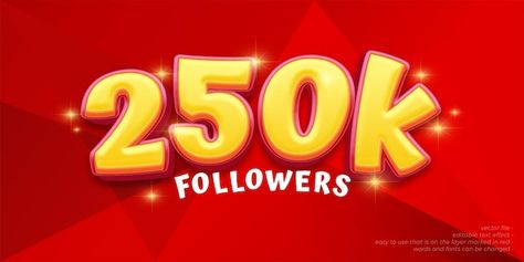 Followers Instagram, Social Media Banner, Text Effect, Text Effects, Cinema 4d, Red Background, Vector Photo, Instagram Followers, Premium Vector