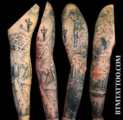 My sleeve based on The Stand by Stephen King. Done by Marc Cano at 522 Tattoo in Lake Forest Park WA. #Tattoos https://t.co/gTUnYlN2FW Please Re-Pin It! Stephen King Tattoos, The Stand Stephen King, King Tattoo, Christ Tattoo, King Tattoos, King Do, R Tattoo, The Stand, Lake Forest