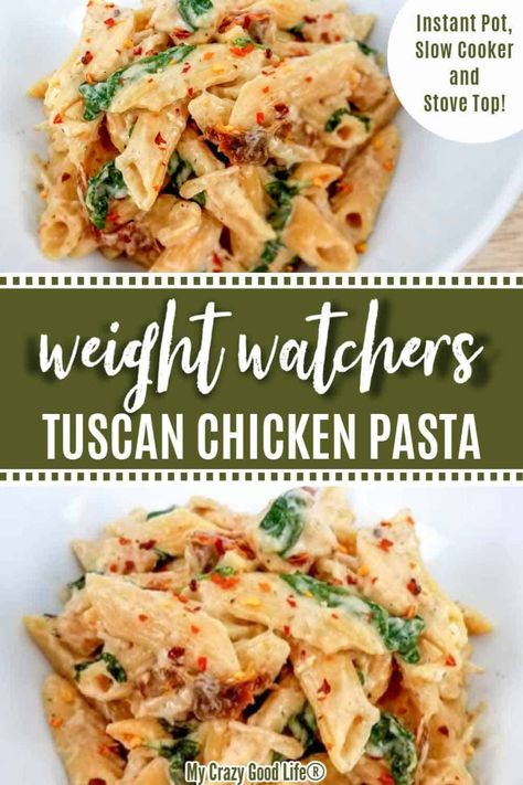 Chicken Pasta Instant Pot, Pasta Alfredo Receta, Pasta Instant Pot, Weight Watchers Meals Dinner, Tuscan Chicken Pasta, Resep Pasta, Weight Watchers Meal Plans, Pot Recipes Healthy, Weight Watchers Snacks