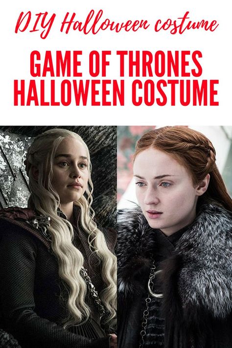 Halloween is coming! Find out how to make your own DIY Game Of Thrones Halloween costumes for the characters Daenerys and Sansa Stark using cheap pieces on SHEFinds.com. #halloween #diyhalloweencostume #gameofthrones #khaleesi #sansa Sansa Stark Halloween Costume, Diy Game Of Thrones Costume, Danaerys Targaryen Costume, Khaleesi Costume Diy, Sansa Cosplay, Game Of Thrones Halloween Costumes, Khaleesi Halloween Costume, Sansa Stark Costume, Daenerys Targaryen Outfits