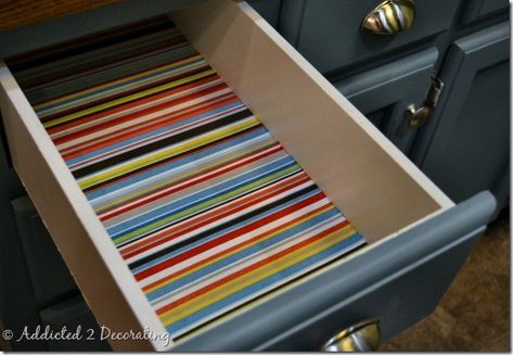 How To Line Drawers With Fabric - Addicted 2 Decorating® Kitchen Drawers Diy, Drawer Diy, Lining Drawers, Rough Hewn Wood, Upcycle Dresser, Under The Sea Nursery, Dc Fix, Sea Nursery, Diy Drawers