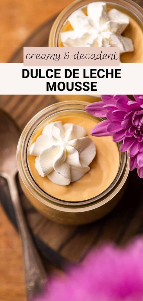 This dulce de leche mousse is a rich yet light dessert with lots of milky, buttery caramel flavor. It's made by folding dulce de leche custard into whipped heavy cream, creating a silky, luscious mousse with no gelatin required. Frozen Custard Recipes, Caramel From Condensed Milk, Easy No Bake Recipes, Caramel Mousse, Dorie Greenspan, Light Dessert, Recipes With Whipping Cream, No Bake Recipes, Frozen Custard