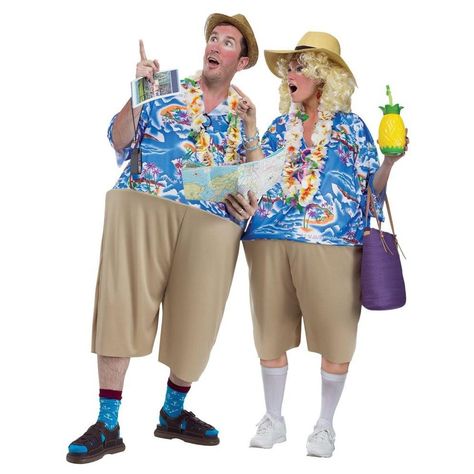 Tacky Tourist Costume, Homemade Couples Costumes, Tourist Costume, Tacky Tourist, Theme Bapteme, Tourist Outfit, Best Couples Costumes, Couple Halloween Costumes For Adults, Pajama Day