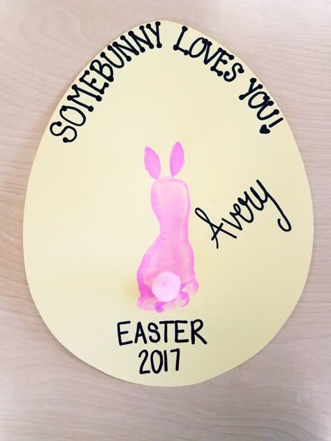 Easter bunny footprint.  Infant art projects. Easter Bunny Footprints, Diy Easter Cards, Easter Crafts For Toddlers, April Crafts, Baby Art Projects, Footprint Crafts, Footprint Art, Handprint Crafts, Daycare Crafts