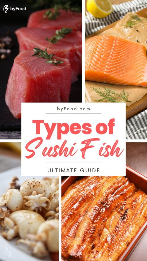 Sushi Snacks, Sushi Fillings, Sushi Fish, Sushi Recipes Homemade, Seafood Sushi, Sushi Roll Recipes, Japanese Food Sushi, Types Of Sushi, Food Sushi