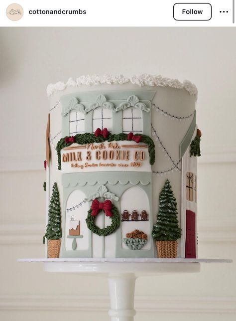 North Pole Cake, New Year's Desserts, Christmas Cake Designs, Xmas Cake, Winter Cake, Milk Cookies, Christmas Cupcakes, Magic Of Christmas, Holiday Cakes