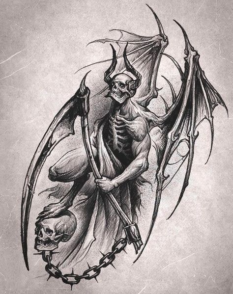 Demonic Sketches, Skeletons Tattoo, Black And Gray Tattoo Design, Horror Illustration, Skull Art Tattoo, Engraving Tattoo, Realistic Tattoo Sleeve, Evil Tattoos, Prison Art