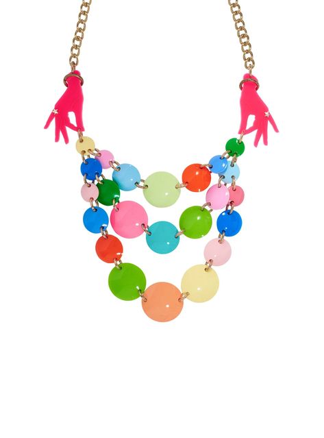 Adjustable Multicolor Funky Necklace, Luxury Enamel Statement Necklace, Lizzie Fortunato Necklace, Vibrant Rainbow Adjustable Necklace, Luxury Multi-strand Statement Necklace, Rainbow Palette, Tatty Devine, Hand Necklace, Mixed Media Jewelry