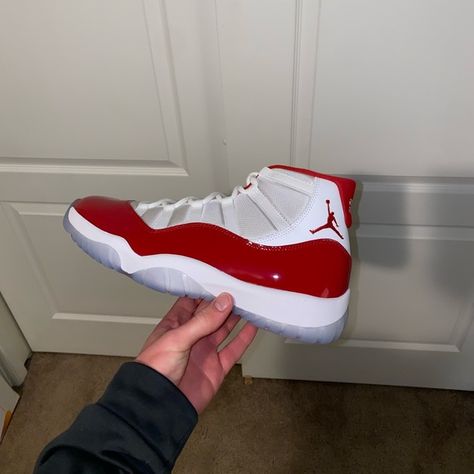 Size 11. “Cherry Red” Jordan 11s Red Cherry 11s, Cherry Red 11s, Jordan 11s Cherry, Cherry 11, Cherry 11s, Jordan 11 Cherry, Sneaker Ball, Jordan 11s, Ball Shoes