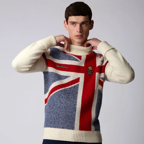 Ben Sherman Men's Roll Neck Jumper | The Official Online Team GB Shop Mens Roll Neck Sweater, Cream Outfits, Beijing Olympics, Team Gb, Embroidered Badges, Sweater Cream, Roll Neck Jumpers, Roll Neck Sweater, Union Jack