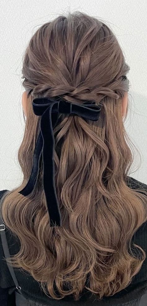 cute hairstyle with bow, boho hairstyle, Adorable hairstyles, cute hairstyle, cute braid with bow, Adorable hairstyles for long hair, cute hairstyles for school, Adorable hairstyles for medium hair, Adorable hairstyles easy, pretty hairstyle, easy cute hairstyles Hairstyles With Big Bow, Half Up Hair With Bow, Braid With Bow, Hairstyle With Bow, Easy Cute Hairstyles, Semi Formal Hairstyles, Adorable Hairstyles, Hairstyle Cute, Half Up Wedding Hair