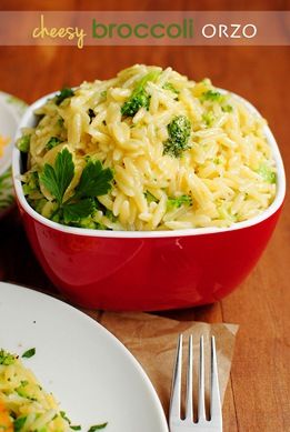 CheesyBroccoliOrzoMain Broccoli Orzo, Cheesy Broccoli, Orzo Recipes, Pasta Sides, Iowa Girl Eats, Side Dish Recipes Easy, Think Food, Samosa, Side Recipes