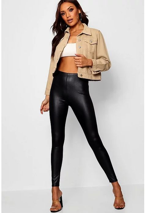 Women's Leggings | Leather Look & Sexy Leggings | boohoo Wet Look Leggings Outfit, Leggings Outfit Plus Size, Style Androgyne, Leather Tights, Leggings Collection, Vinyl Leggings, Outfit Plus Size, Man Pants, Wet Look Leggings