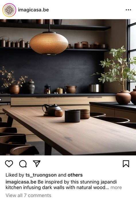 Japandi Kitchen Cabinet, Japandi Kitchen Island, Dining Table Japandi, Dining Room Japandi, Japandi Ikea, Dining Japandi, Japandi Moodboard, Japandi Scandinavian Interior, Dark Japandi