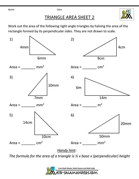 area of a triangle worksheets 7th grade | Triangle Area Sheet 2 Sheet 2 Answers Area Of A Triangle Worksheet, Area Of Triangles Worksheet, Area Of Triangles, Area Of A Triangle, Quadrilaterals Worksheet, Area And Perimeter Worksheets, 7th Grade Math Worksheets, Triangle Math, Area Worksheets