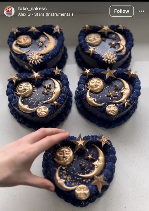 Celestial Aesthetic Party, Mystic Birthday Party, Pastel Celestial Wedding, Astrology Cupcakes, Whimsigothic Party, Witchy Desserts, Celestial Birthday Theme, Star And Moon Party, Whimsigoth Cake