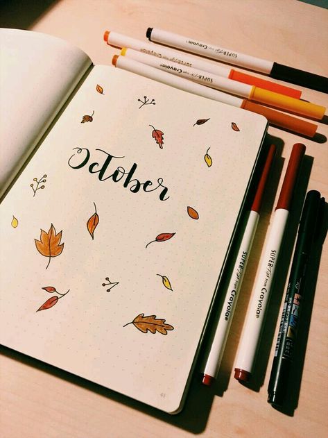 Portada Mensual. Octubre. Welcome October, Bullet Journal October, Bullet Journal Headers, Bullet Journal Month, Bullet Journal Page, Bujo Planner, Bullet Journal 2019, Bullet Journal Cover Page, Bullet Journal Mood