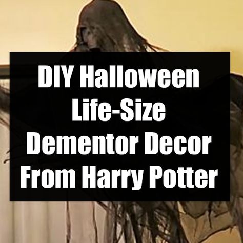 Dementor Decoration Diy, Cheap Diy Harry Potter Decorations, Halloween Hallways Decorations, How To Make A Dementor, Dementor Halloween Decoration, Dementors Diy, Diy Harry Potter Outdoor Decor, Harry Potter Halloween Porch, Harry Potter Diy Props