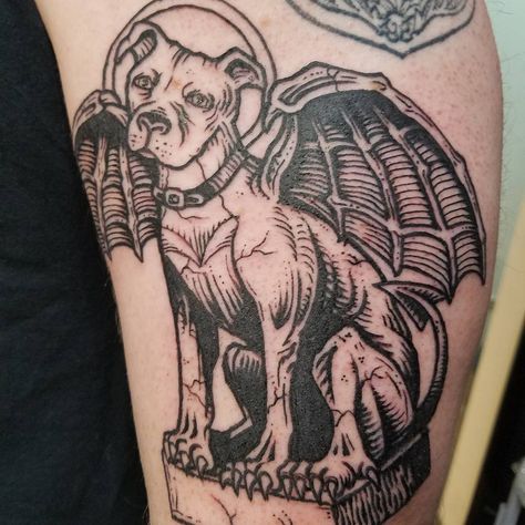 Gigi Tattoo, Gargoyle Tattoo, 2023 Tattoo, Seattle Tattoo, Pitbull Tattoo, Woodcut Tattoo, Dog Skull, Engraving Tattoo, Cool Tattoo Ideas