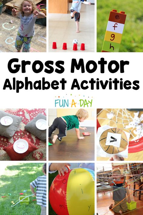 Alphabet activities that involve the whole body! If children can connect an action while learning something new, it is easier for them to retain that information. Gross motor games, when paired with the alphabet, are magical learning tools for preschool! Number Gross Motor Activities Preschool, Animal Gross Motor Activities Preschool, Action Based Learning Activities, Letter Movement Activities, Preschool Large Motor Activities, Letter Games For Preschool Whole Group, Large Motor Activities For Preschoolers, Gross Motor Games, Physical Literacy