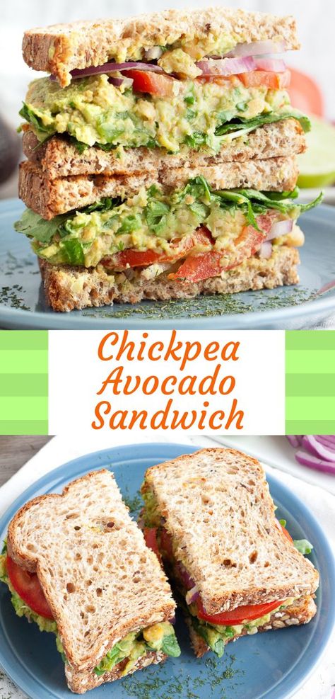 This simple and high-protein tuna salad alternative is made with smooshed chickpeas and guacamole, celery, green onion, cilantro and lime! The perfect vegan sandwich recipe to take on the go! #vegansandwich #chickpeaavocadosandwich #vegantunasalad #veganc Vegan Cold Sandwich, Avocado Sandwich Recipes, Chickpea Avocado, Classic Tuna Salad, Birthday Recipes, Vegetarian Sandwich Recipes, Avocado Leaves, Cheesecake Vegan, Lunch Prep