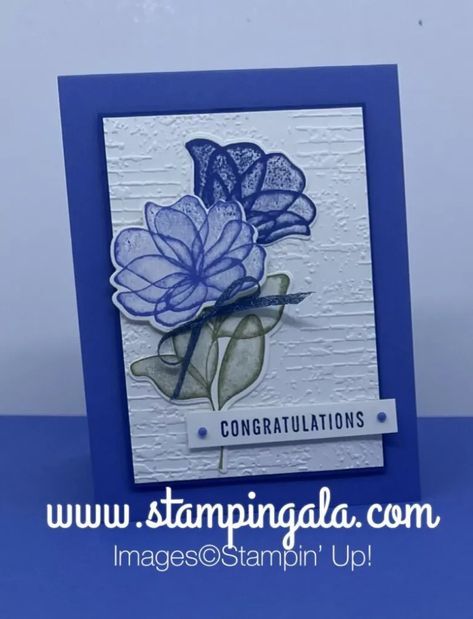 Congratulations card created by Julie Gilson using the Translucent Florals Bundle for Simple Sunday. Translucent Flowers, Translucent Florals, Stamping Techniques Card Tutorials, Vellum Cards, Floral Cards Design, Brick Texture, Paper Crafts Card, Stamping Up Cards, Card Making Techniques