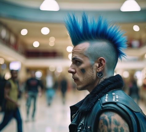 Punk rock rocker Punk Blue Hair, Punk Spikes Hair, Spikes Hair, Punk Spikes, Punks Not Dead, Punk Hair, Punk Rocker, Ziggy Stardust, Graveyard