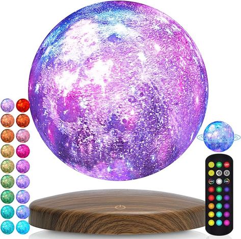 Amazon.com: Levitating Moon Lamp, 18 colors Floating and Spinning in Air Freely Magnetic Moon Light with Remote, Creative Gifts for Christmas Office : Home & Kitchen Levitating Moon Lamp, Galaxy Light, Galaxy Lights, Magnetic Levitation, Moon Lamp, Moon Light, Gifts For Christmas, 3d Printing Technology, Ceiling Fan In Kitchen