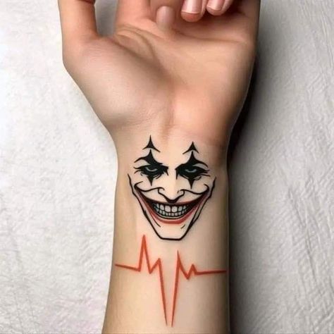 abbda91e-7a77-462c-8458-9cf4f07c1dea Tato Joker, Pikachu Tattoo, Joker Tattoo Design, Joker Smile, Smile Tattoo, Health Tattoo, Hand And Finger Tattoos, Clever Tattoos, Joker Tattoo