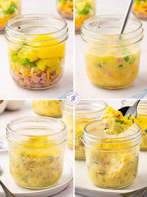 Microwave Egg Muffins, Coddled Eggs Mason Jar, Overnight Grits In A Jar, Canning Scrambled Eggs, Lunch In Jar, Mason Jar Eggs Breakfast, Egg In A Cup Microwave, Canning Breakfast In A Jar, Scrambled Egg Meal Prep